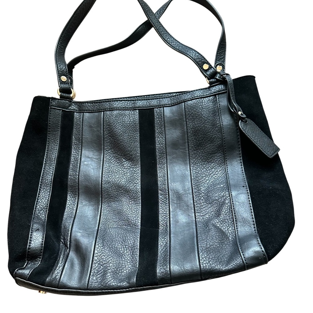 Sole Society Black Leather & Suede Tote Bag